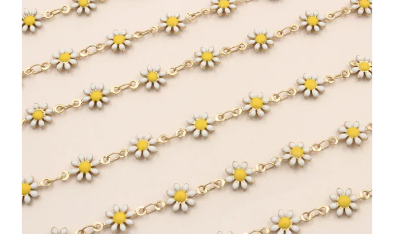 Cadena Marganitas 6mm diametro Blanco + Amarillo / Cadenas de Latón / Zamak