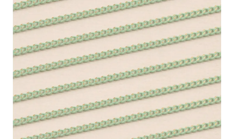Cadena Eslabones 1*2mm Dorado y Turquesa