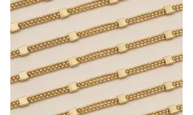 Cadena facetada triple Dorado Mate corchete de 5mm / Cadenas de Latón / Zamak