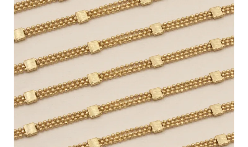 Cadena facetada triple Dorado Mate corchete de 5mm Cadena facetada triple Dorado Mate corchete de 5mm