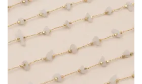Cadena Dorado Mate Cuarzo Blanco 4-5mm / Cadenas de Latón / Zamak