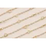 Cadena Perlas 1mm y corazon de 5*4mm Dorado Mate / Cadenas de Latón / Zamak