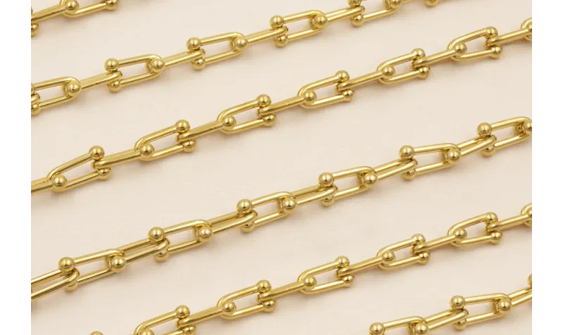 Cadena Acero eslabón herradura 15*6mm Baño Oro / Cadenas de Acero Inoxidable