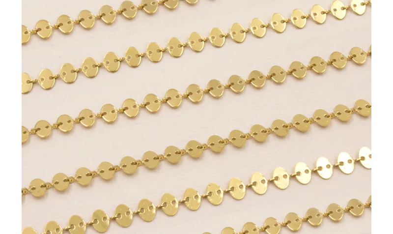 Cadena Acero chapitas 7*5mm Baño Oro / Cadenas de Acero Inoxidable