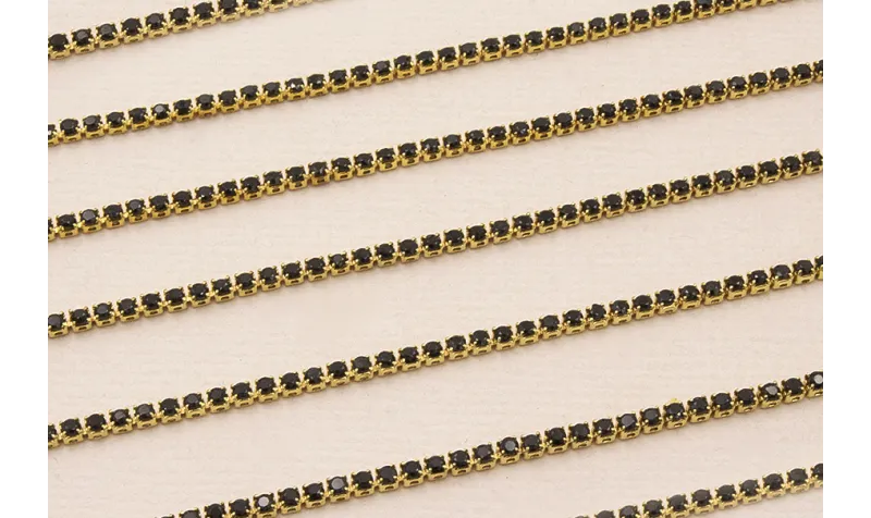 Cadena Laton con strass de 1,5mm Negro / Cadenas de Latón / Zamak