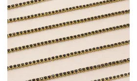 Cadena Laton con strass de 1,5mm Negro / Cadenas de Latón / Zamak
