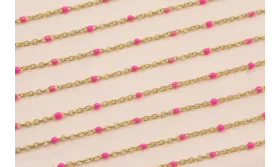 Cadena de 1,5mm O.mate con Microesmalte Rosa Fuxia / Cadenas de Latón / Zamak
