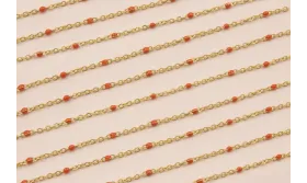 Cadena de 1,5mm oro mate con Microesmalte Teja / Cadenas de Latón / Zamak