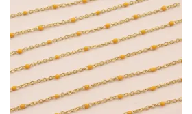 Cadena de 1,5mm oro mate con Microesmalte Mostaza / Cadenas de Latón / Zamak