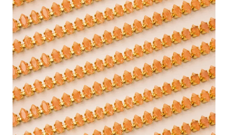Cadena strass Cristal Naranja de 3*6mm sobre latón / Cadenas de Latón / Zamak