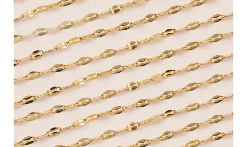 Cadena Acero eslabón ovalado 2mm baño Oro / Cadenas de Acero Inoxidable
