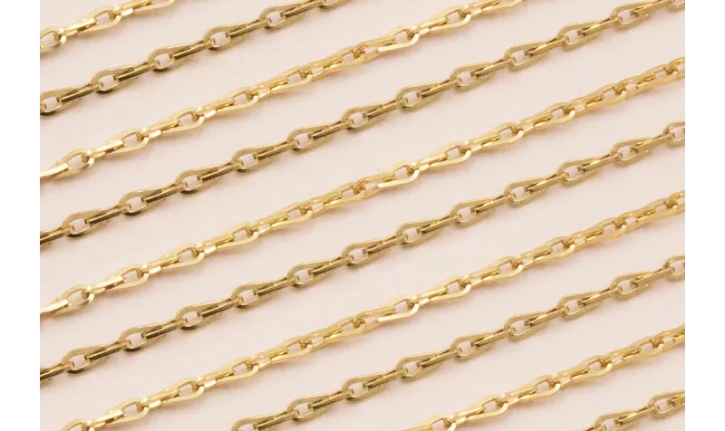 Cadena Acero elabón Gota zigzag 2mm Baño Oro / Cadenas de Acero Inoxidable