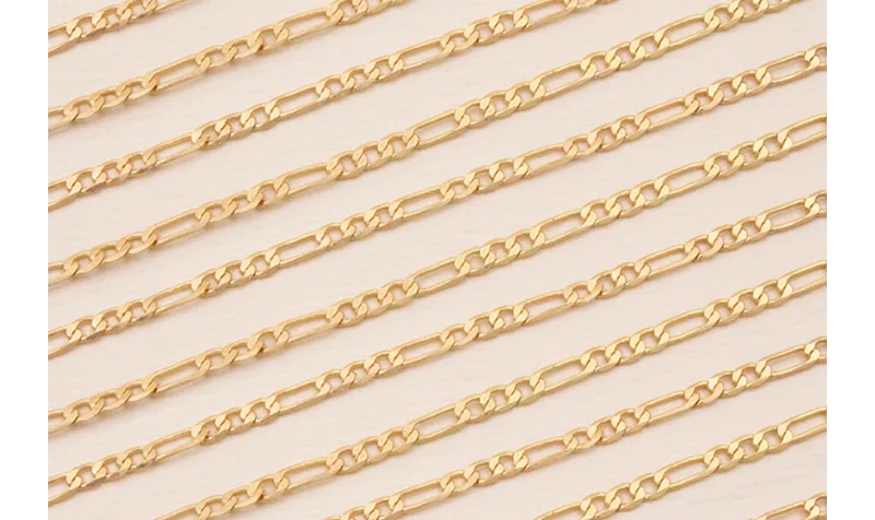Cadena Eslabones intercalados de 2,5mm Oro Mate Cadena Eslabones intercalados de 2,5mm Oro Mate