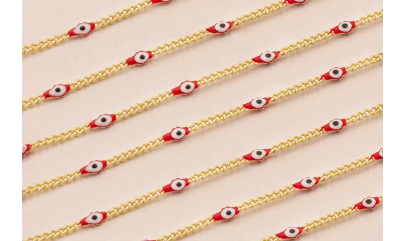 Cadena eslabon 2mm Oro Mate con Ojo Turco / Cadenas de Latón / Zamak