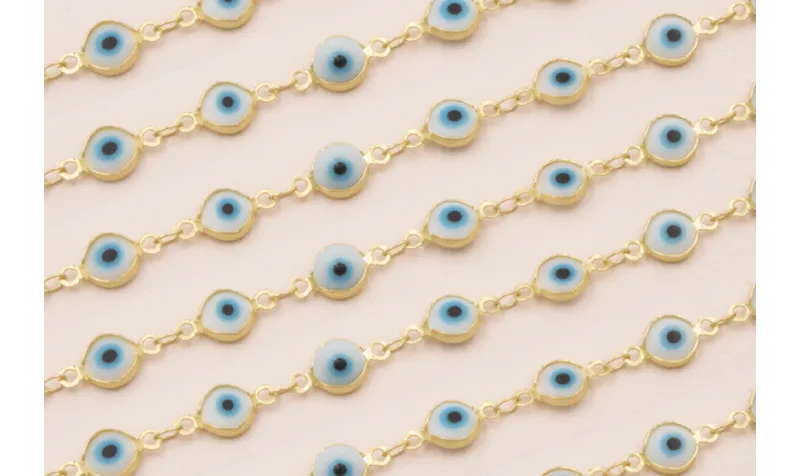 Cadena Ojos Turcos de 7mm Oro Mate / Cadenas de Latón / Zamak