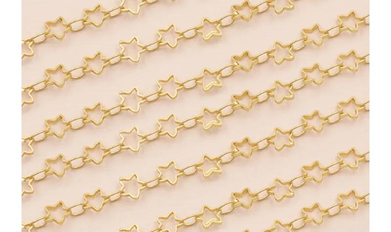 Cadena Estrellas de 5mm Oro Mate / Cadenas de Latón / Zamak