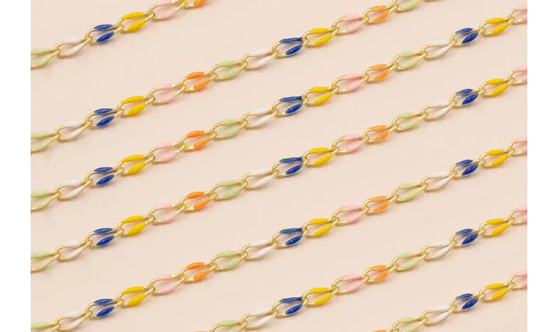 Cadena Eslabones 7*3mm multicolor Oro Mate / Cadenas de Latón / Zamak
