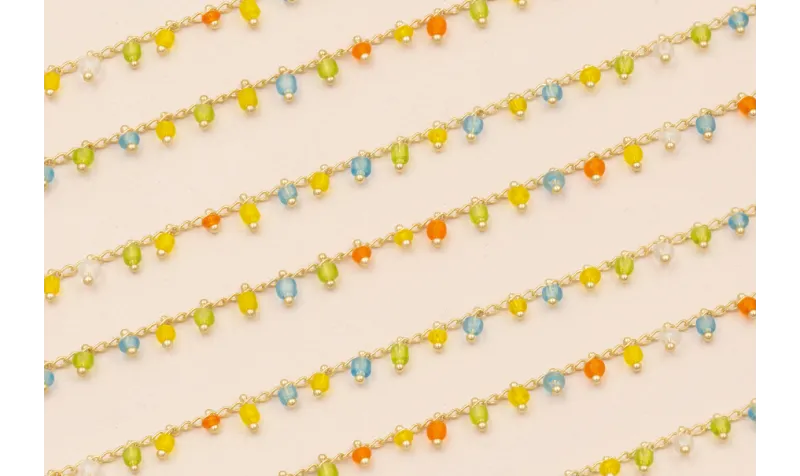 Cadena pivotes de Cristal de 3*2 Multicolor O.Mate / Cadenas de Latón / Zamak