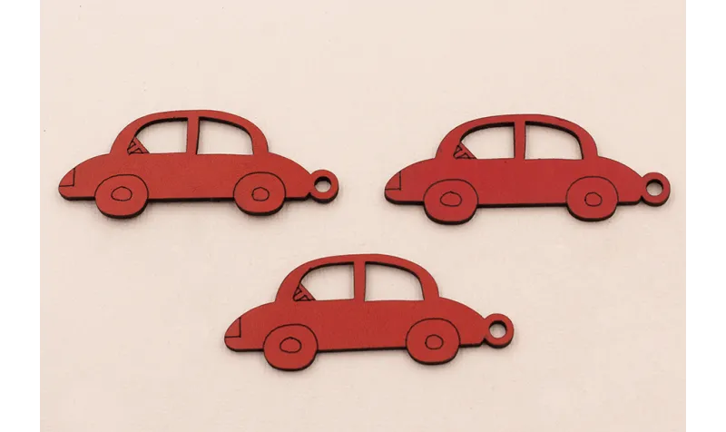 Coche cuero 65*25mm Rojo / Hilos y Cordones, Cuero y piel