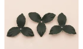 Flor pétalos relieve 45mm diam. Verde Botella / Hilos y Cordones, Cuero y piel