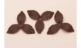 Flor pétalos relieve 60mm diam. Marrón / Hilos y Cordones, Cuero y piel