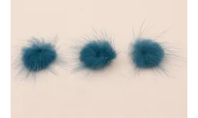 Pompón Pelo 30mm azul petroleo / Hilos y Cordones, Cuero y piel