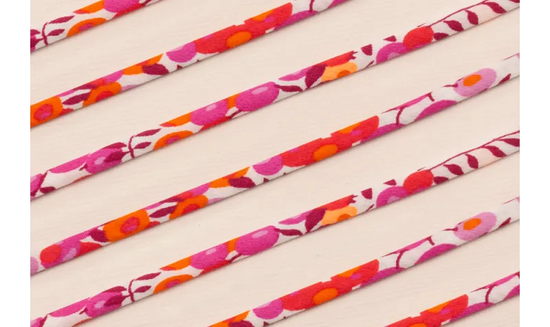 Lazo 4mm Liberty Flores Rosa, Cereza y Fluor / Lazos