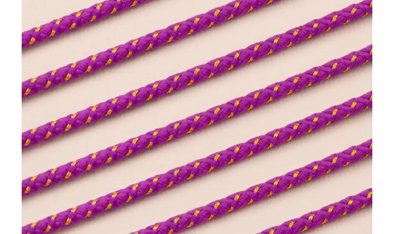 Cordón de 3mm Morado con hilo dorado
