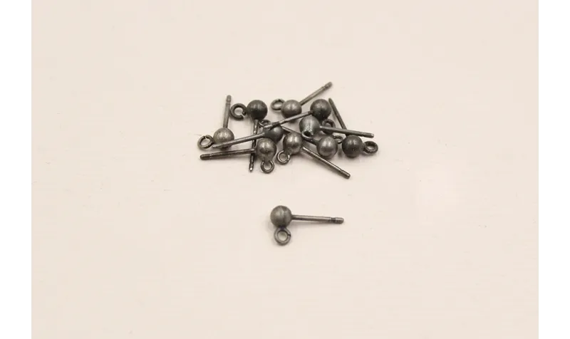 PdTE DORMILON CABEZAL BOLA 4MM ANILLA Plata vieja / Base Pendientes 